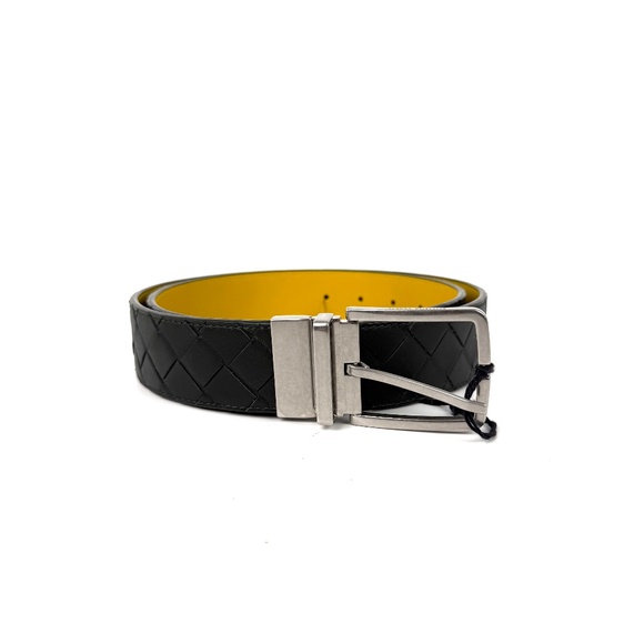 Bottega Veneta Instrecciato Dark Green Men’s Reversible Woven Leather Belt 90